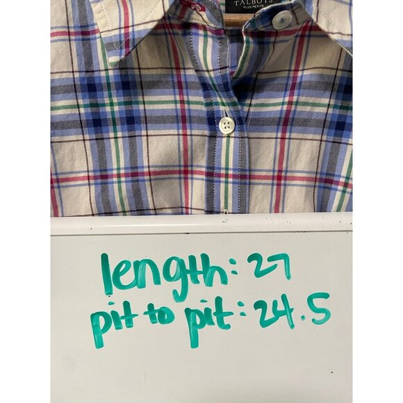Talbots Plus Petite Women's Blue and Pink Plaid Shirt with Silver Lining Size 2x - Picture 8 of 8
